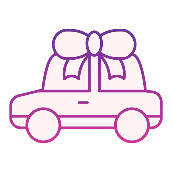 Auto with bow flat icon. Car gift purple icons in trendy flat style. Automobile prize gradient style design, designed for web and app. Eps 10. — Stock Vector