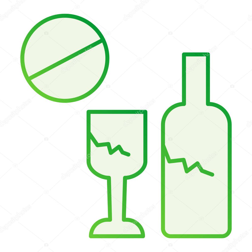 Broken glass ban flat icon. No glass or bottles gray icons in trendy flat style. Broken package prohibited gradient style design, designed for web and app. Eps 10.