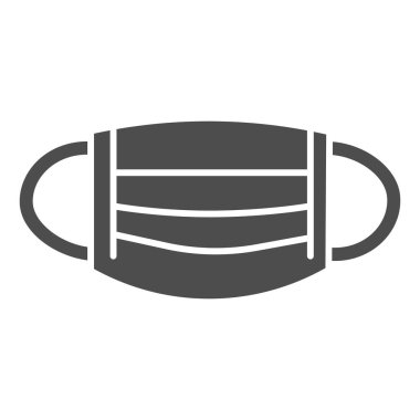 Tıbbi maske, sağlam ikon, sağlık hizmeti konsepti, beyaz arka planda cerrahi maske işareti, mobil konsept ve web tasarımı için solunum maskesi ikonu. Vektör grafikleri.