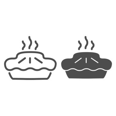 Turta hattı, sağlam ikon, fırın konsepti, beyaz arkaplanda turta tabelası, mobil konsept ve web tasarımı için ana hatlı kek ikonu. Vektör grafikleri.