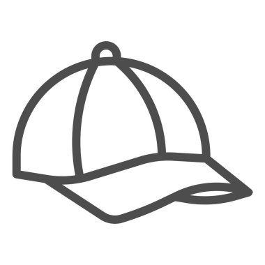 Cap çizgisi ikonu, Summer konsepti, beyaz arka planda beyzbol şapkası işareti, mobil konsept ve web tasarımı için ana hatlı şapka ikonu. Vektör grafikleri.