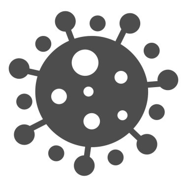 Coronavirus hücre katı ikonu, Covid-19 salgın konsepti, beyaz arka planda Roman Coronavirus bakterisi işareti, mobil konsept ve web tasarımı için virüs simgesi. Vektör grafikleri.