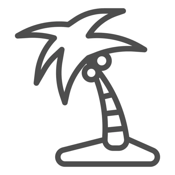 Icono de línea de palma, concepto de verano, silueta de palmera en el signo de la isla sobre fondo blanco, icono de palmera de coco en estilo de esquema para el concepto móvil y el diseño web. Gráficos vectoriales . — Vector de stock