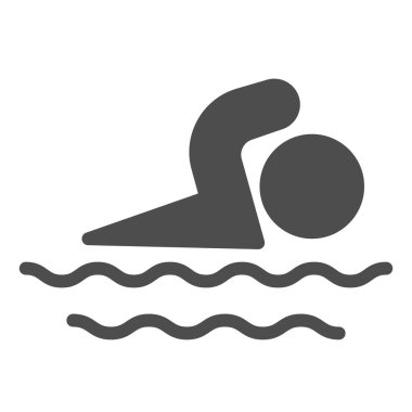 Adam deniz katı ikonu, yaz konsepti, beyaz arka planda yüzme tabelası, mobil konsept ve web tasarımı için kabartma şeklinde yüzme ikonu. Vektör grafikleri.