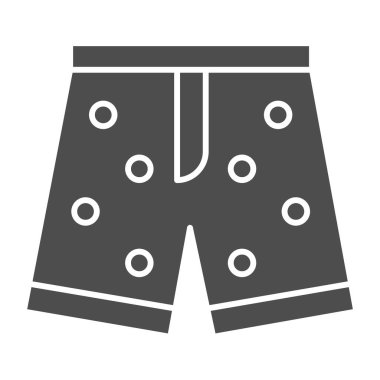 Yüzme şortları katı ikon, yaz tatili konsepti, beyaz arka planda yüzme giysisi tabelası, mobil konsept ve web tasarımı için kabartma şeklinde yüzme şortu simgesi. Vektör grafikleri.