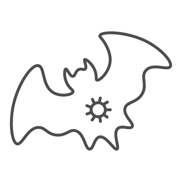 蝙蝠和病毒传播细线图标、考拉病毒流行概念、白底蝙蝠标志上的病毒、移动概念中感染蝙蝠图标轮廓、网页设计。矢量图形. — 图库矢量图片