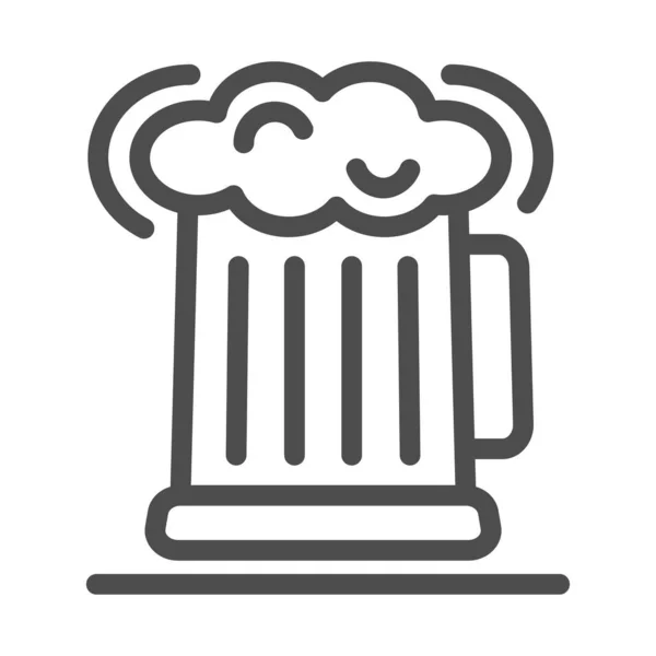 Bira çizgisi ikonu, içecek konsepti, arka planda bir kupa bira tabelası, mobil konsept ve web tasarımı için ana hatları köpük ikonu olan bir bardak bira. Vektör grafikleri. — Stok Vektör