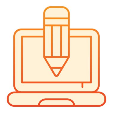 Kalem ve defter düz simgesi. Moda tarzı turuncu renkli, yaratıcı meslek ikonları. Dizüstü bilgisayar ve kalem gradyan tasarımı, web ve uygulama için tasarlandı. Eps 10.