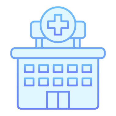 Hastane ikonu. Düz moda klinik mavi ikonlar. Ağ ve uygulama için tasarlanmış gradyan stil tasarımı. Eps 10.