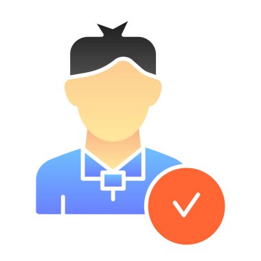 Düz simgeli kullanıcı profili. Tik renkli simgeleri olan bir adam son moda düz stilde. Onaylanmış kişi gradyan stili tasarımı, web ve uygulama için tasarlanmış. Eps 10.