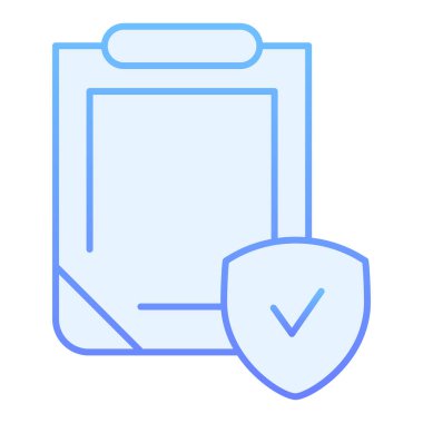 Güvenlik belgesi düz simgesi. Modaya uygun mavi simgeli pano. Sigorta poliçesi gradyan tasarımı, web ve uygulama için tasarlandı. Eps 10.