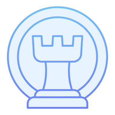 Satranç kalesinin düz simgesi. Satranç kalesi mavi simgeleri son moda düz stilde. Oyun gradyanı tasarımı, web ve uygulama için tasarlandı. Eps 10.