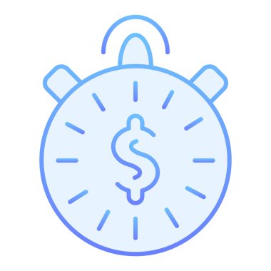 Zaman, paranın simgesidir. Saat ve para mavi simgeler modaya uygun düz stil. Ağ ve uygulama için tasarlanmış gradyan stil tasarımlı dolar. Eps 10.