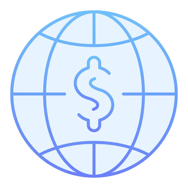 Global budget platt ikon. Världspengar blå ikoner i trendig platt stil. Dollar med klotformad design, designad för webb och app. Eps 10. — Stock vektor