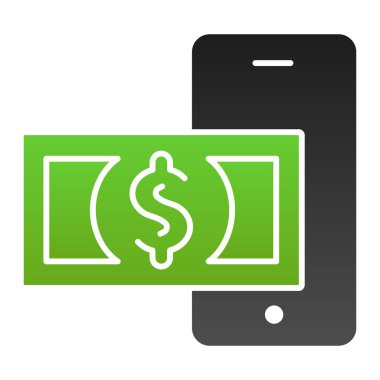 Dolar ve akıllı telefon düz simgesi. Mobil bankacılık renk simgeleri modada düz. Ödeme gradyanı tasarımı, web ve uygulama için tasarlandı. Eps 10.