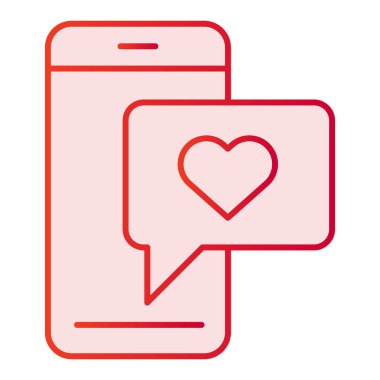Aşk sohbeti düz simgesi. Moda tarzında pembe renkli aşk mesajı içeren telefon. Romantik SMS gradyan stil tasarımı, web ve uygulama için tasarlanmış. Eps 10.
