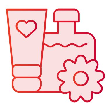 Kozmetik şişeleri düz simge. Makyaj pembe simgeleri modaya uygun düz stil. Kozmetik gradyan tasarımı, web ve uygulama için tasarlanmış. Eps 10.