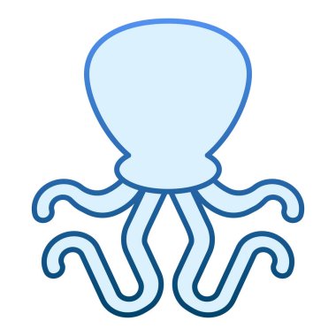 Ahtapot yassı ikonu. Modayı takip eden mavi ikonlar. Deniz ürünleri gradyan tasarımı, web ve uygulama için tasarlanmış. Eps 10.