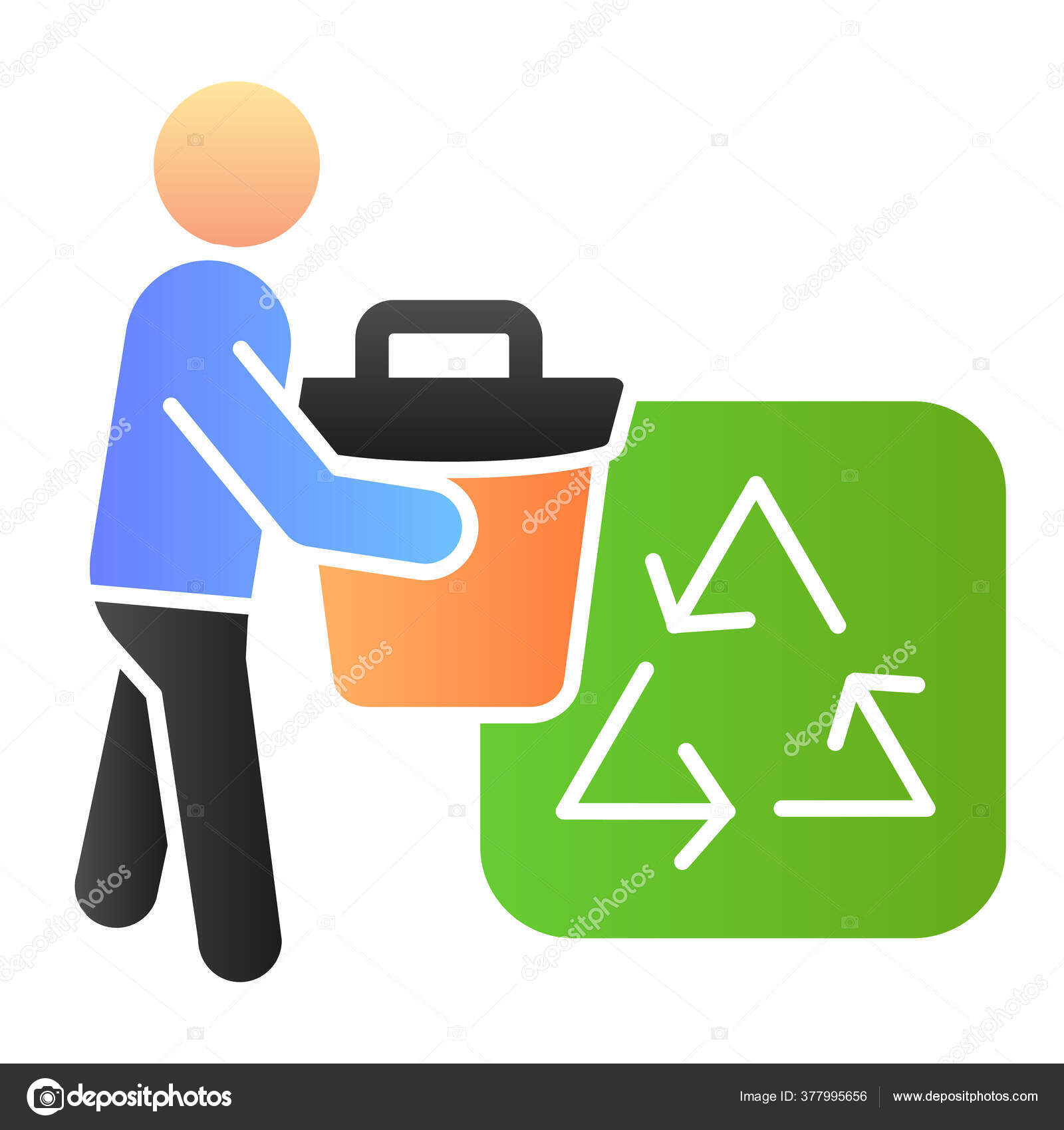 Trash Bin And Recycle Sign Flat Icon Environment Color Icons In Trendy Flat Style Garbage Recycling Gradient Style Design Designed For Web And App Eps 10 Vector Image By C Sabustock