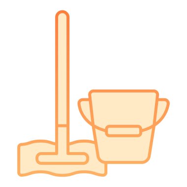 Paspas ve kova düz simge. Düz moda ev portakal ikonları. Temizlik araçları gradyan stil tasarımı, web ve uygulama için tasarlandı. Eps 10.