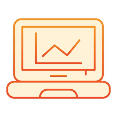 Ekran düz simge grafiği. Dizüstü bilgisayardaki turuncu simgeler düz moda. Bilgisayar gradyan tasarımı, web ve uygulama için tasarlandı. Eps 10.