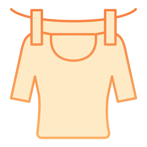 Camisa no ícone de corda plana. Tshirt de secagem ícones laranja em estilo moderno plana. Design de estilo gradiente de lavanderia, projetado para web e app. Eps 10 . — Vetor de Stock