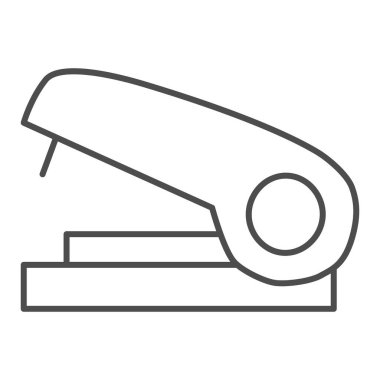 Zımba ince çizgi simgesi, kırtasiye konsepti, beyaz zemin üzerinde ofis aracı vektör işareti, mobil konsept ve web tasarımı için anahat tarzı zımba sembolü. Vektör grafikleri.