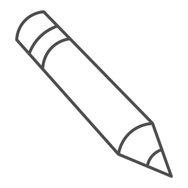 铅笔细线图标、文具概念、白色背景上的绘图工具矢量符号、移动概念和网页设计中的学校铅笔轮廓符号。矢量图形. — 图库矢量图片