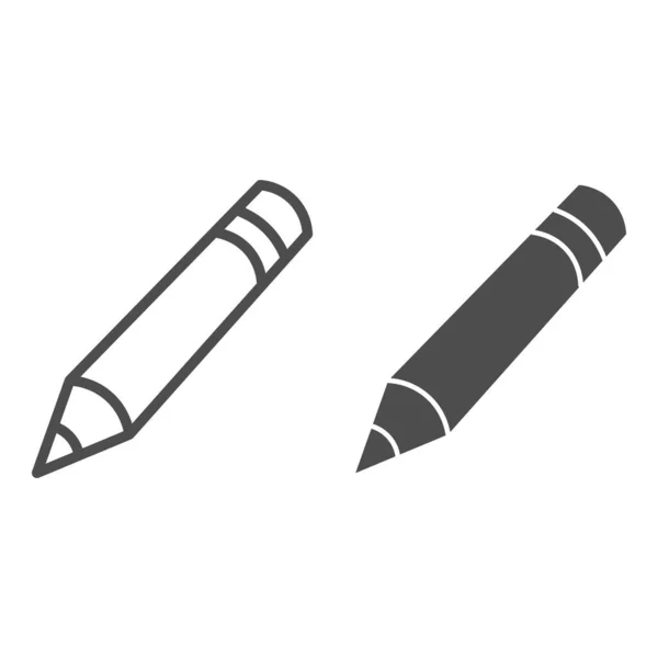 Pencil line and solid icon, stationery concept, drawing tool vector sign on white background, school pencil symbol in outline style for mobile concept and web design. Vector graphics. — Stock Vector