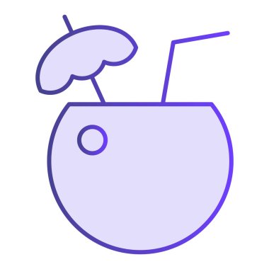 Hindistan cevizi kokteyli ikonu. Düz moda mor ikonlar iç. Ağ ve uygulama için tasarlanmış tropik içecek gradyan tarzı tasarım. Eps 10.