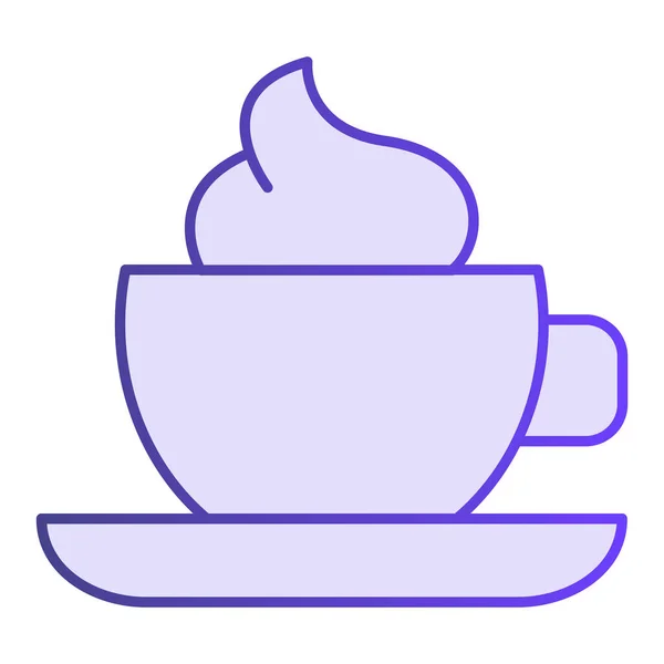 Caneca de café com ícone de espuma plana. Xícara de café com ícones violeta creme em estilo moderno plana. Design de estilo gradiente de bebida, projetado para web e aplicativo. Eps 10 . — Vetor de Stock