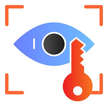 Retina tanıma düz simgesi. Göz tanıma ve moda düz stilde anahtar renk simgeleri. Biyometrik erişim gradyan tasarımı, web ve uygulama için tasarlandı. Eps 10.