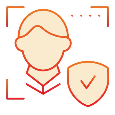 Biyometrik yüz tanıma düz simgesi. Yüz taraması ve moda düz stil kırmızı simgeleri kontrol edin. Yetkilendirme gradyan stil tasarımı, web ve uygulama için tasarlandı. Eps 10.