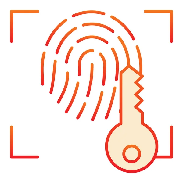 Fingerabdruck und Schlüssel flach Symbol. Print Identification Access Red Icons im trendigen flachen Stil. Design des Farbverlaufes mit dem Finger, das für Web und App konzipiert wurde. Eps 10. — Stockvektor