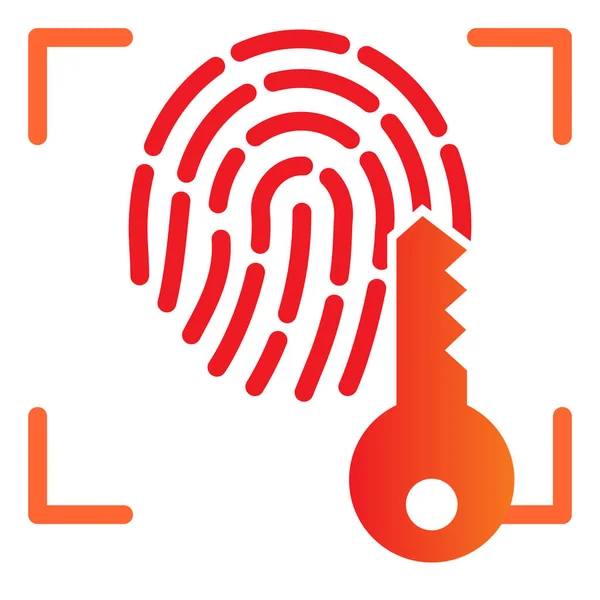 Fingerprint and key flat icon. Print identification access color icons in trendy flat style. Finger scan gradient style design, designed for web and app. Eps 10. — Stock Vector