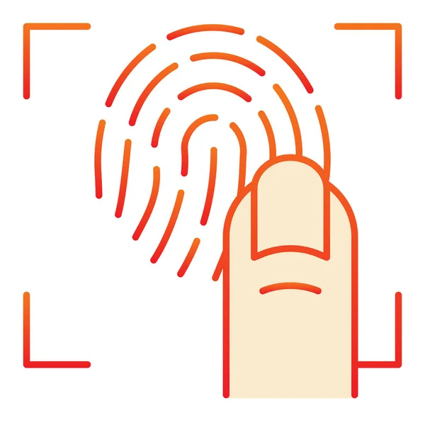 Finger und Fingerabdruck flaches Symbol. Drucken Scanner rote Symbole im trendigen flachen Stil. Design des biometrischen Schutzgradienten, entworfen für Web und App. Eps 10. — Stockvektor