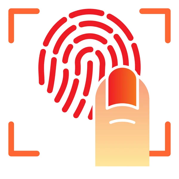 Finger und Fingerabdruck flaches Symbol. Drucken Sie Scanner-Farbsymbole im trendigen flachen Stil. Design des biometrischen Schutzgradienten, entworfen für Web und App. Eps 10. — Stockvektor