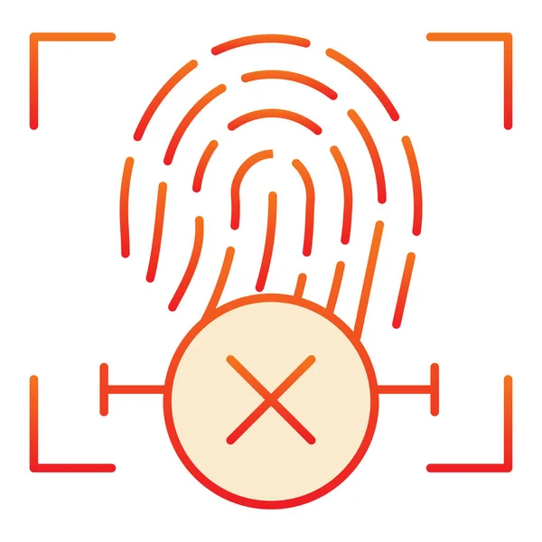 Finger-Identifikation und Kreuz-Flach-Symbol. Fingerabdruck verweigert rote Symbole im trendigen flachen Stil. Biometrischer Zugriff verweigert Gradienten-Design, das für Web und App entwickelt wurde. Eps 10. — Stockvektor