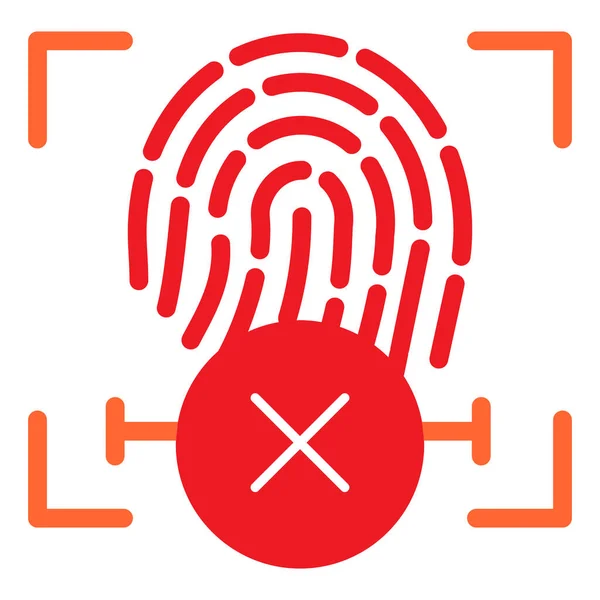 Finger identification and cross flat icon. Fingerprint denied color icons in trendy flat style. Biometric access denied gradient style design, designed for web and app. Eps 10. — Stock Vector