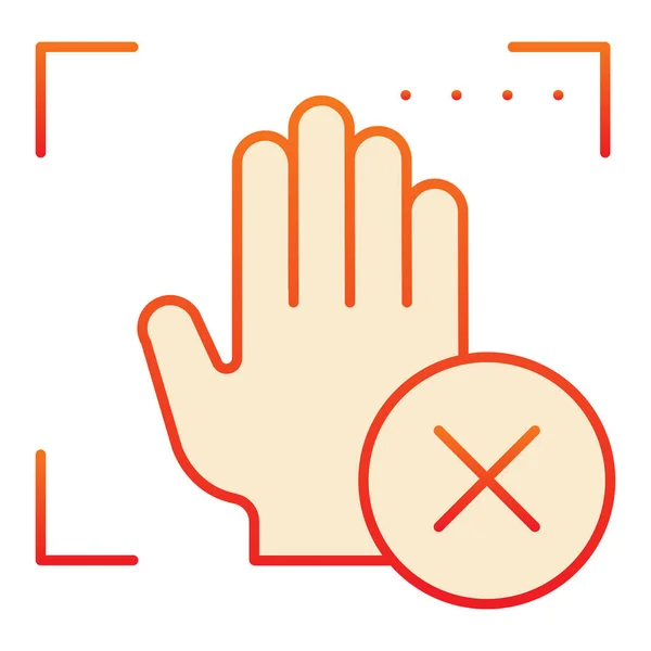 Handflächen-Erkennungsfehler flaches Symbol. Der Zugang zu den Palmprints fällt durch rote Symbole im trendigen flachen Stil aus. Handbiometrisches Scan-Gradienten-Design, entwickelt für Web und App. Eps 10. — Stockvektor