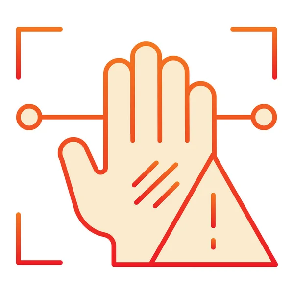 Palm herkenning aandacht plat pictogram. Palmafdruk scan alarm rode iconen in trendy platte stijl. Handverificatie alert gradiënt stijl ontwerp, ontworpen voor web en app. Eps 10. — Stockvector