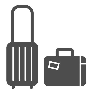 Seyahat bavulları katı ikon, bagaj konsepti, beyaz arka planda seyahat valizi işareti, mobil konsept ve web tasarımı için glyph tarzı simge seti. Vektör grafikleri.