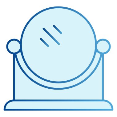 Masa aynası düz simgesi. Makyaj aynası mavi ikonlar moda düz stil. Yuvarlak masa aynası gradyan tasarımı, web ve uygulama için tasarlanmış. Eps 10.