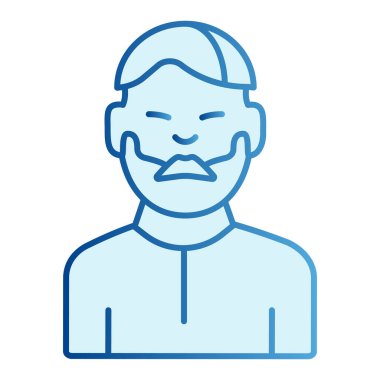 Düz sakallı adam. Sakallı erkek mavi ikonlar moda düz stil. Tıraşsız adam gradyan stili tasarımı, web ve uygulama için tasarlanmış. Eps 10.