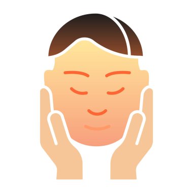 Yüz bakımı ikonu. Mans düz moda renk simgelerini elde yüzleştirir. Açık ten gradyanı tasarımı, ağ ve uygulama için tasarlanmış. Eps 10.