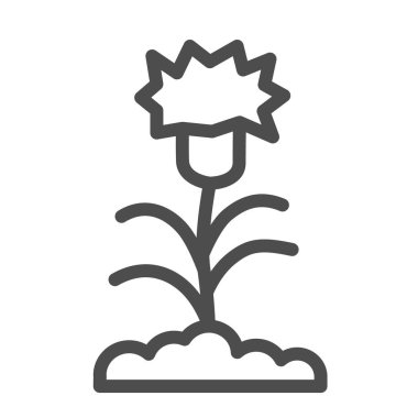 Karanfil çizgisi ikonu, çiçek konsepti, karanfil silueti beyaz arka planda imza, mobil konsept ve web tasarımı için çiçek ikonu. Vektör grafikleri.