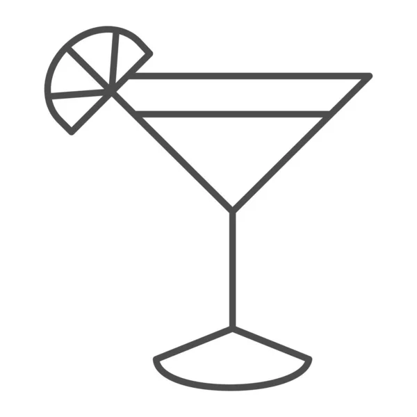 鸡尾酒的细线图标，饮料概念，白底的马丁尼鸡尾酒标志，柠檬图标的鸡尾酒玻璃杯在移动概念和网页设计的轮廓风格。矢量图形. — 图库矢量图片