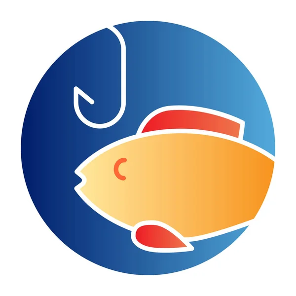 Icono plano de pesca. Cebo con iconos de color pescado en el estilo plano de moda. Diseño de estilo gradiente de pescado y anzuelo, diseñado para web y aplicación. Eps 10 . — Vector de stock