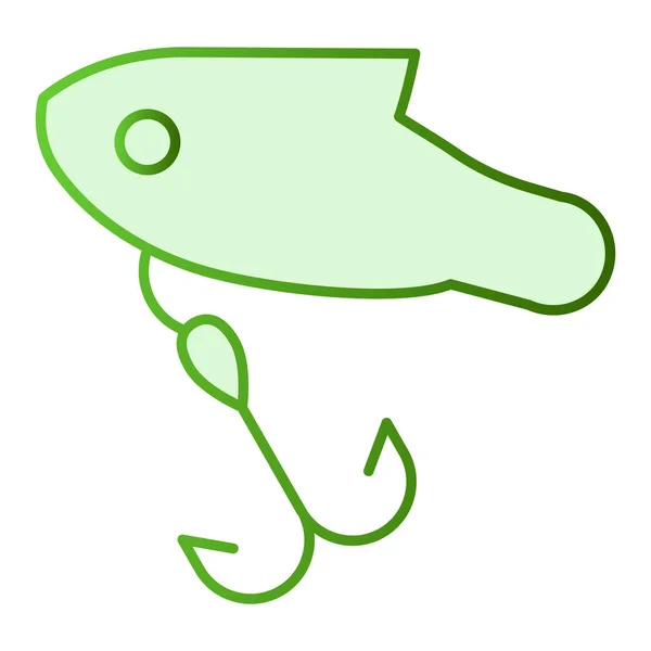 Рыба с плоской иконой крюка. Рыбалка крючком зеленого цвета в триумфальном плоском стиле. Угловой градиентный дизайн, разработанный для веб и приложения. Eps 10 . — стоковый вектор