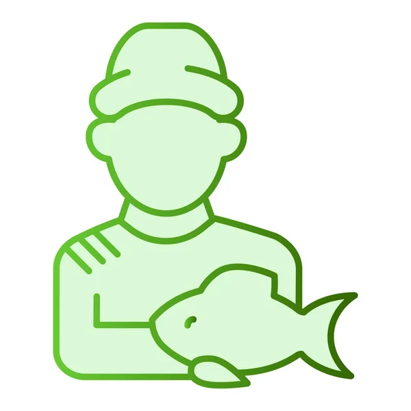 Fisher och fångsten platt ikon. Engelsk grön ikoner i trendig platt stil. Fiskare med fisk lutning stil design, utformad för webb och app. Eps 10. — Stock vektor